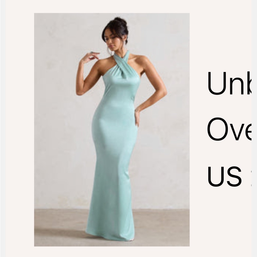 Club L London Halter Neck Mint Green Maxi Dress